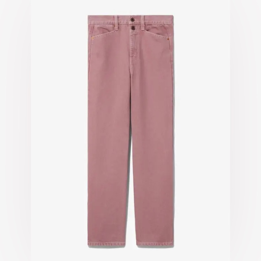 Proenza Schouler White Label Washed Denim Cropped Stovepipe Jeans in Pink - Picture 2 of 13